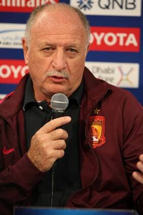 Head coach Luiz Felipe Scolari of China s Guangzhou Evergrande attends a press conference PK Pressekonferenz ahead of the second Round of 16 match against Japan s Kashima Antlers during the AFC Champion League 2017 in Kashima, Japan, 29 May 2017. Scolari leads Guangzhou to compete against Kashima in second Round of 16 at AFC Champions League  20170529_31184