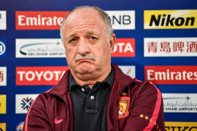 Head coach Luiz Felipe Scolari of China s Guangzhou Evergrande attends a press conference PK Pressekonferenz ahead of the second Round of 16 match against Japan s Kashima Antlers during the AFC Champion League 2017 in Kashima, Japan, 29 May 2017. Scolari leads Guangzhou to compete against Kashima in second Round of 16 at AFC Champions League  20170529_31589