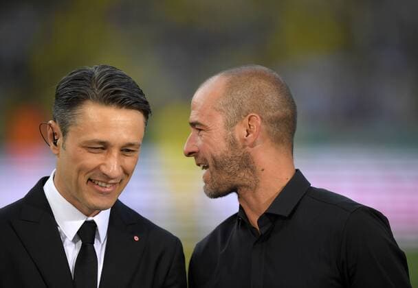27.05.2017, Fussball DFB-Pokal 2016 17, Finale im Olympiastadion in Berlin, Eintracht Frankfurt - Borussia Dortmund, Trainer Niko Kovac (li, Eintracht Frankfurt) bei Mehmet Scholl im TV-Interview. 