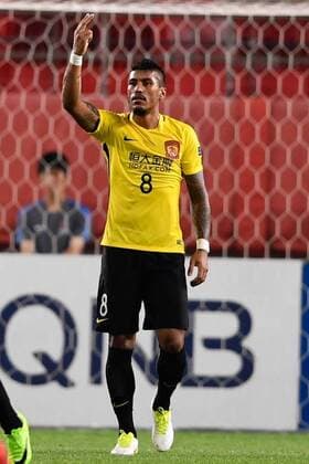Brazilian football player Paulinho of China s Guangzhou Evergrande celebrates after scoring a goal against Japan s Kashima Antlers before their second Round of 16 match during the 2017 AFC Champions League in Kashima, Japan, 30 May 2017. Kashima Antlers defeats Guangzhou Evergrande in second Round of 16 match at AFC Champions League  20170530_80487