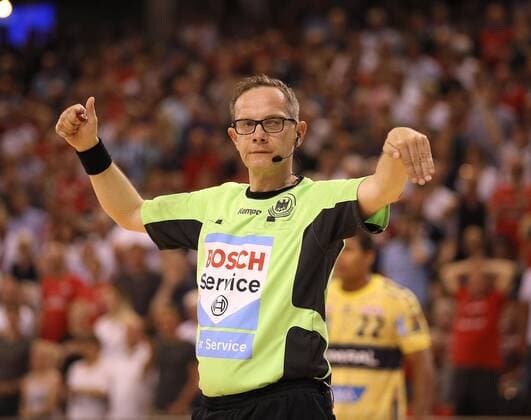 Foto : Schiri Marcus Helbig Handball Herren 1. Bundesliga , am So 28.05.2017 SG Flensburg - Rhein Neckar Löwen 21 - 23
