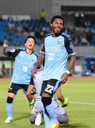 May 30, 2017, Kawasaki, Japan - Japan s Kawasaki Frontale Rhayner reacts as he scored a goal against Thailand s Muangthong United during the AFC Champions League round 16 match at the Todoroki stadium in Kawasaki, suburban Tokyo on Tuesday, May 30, 2017. Kawasaki defeated Muangthong 4-1. Noxthirdxpartyxsales  (lwxa010911)