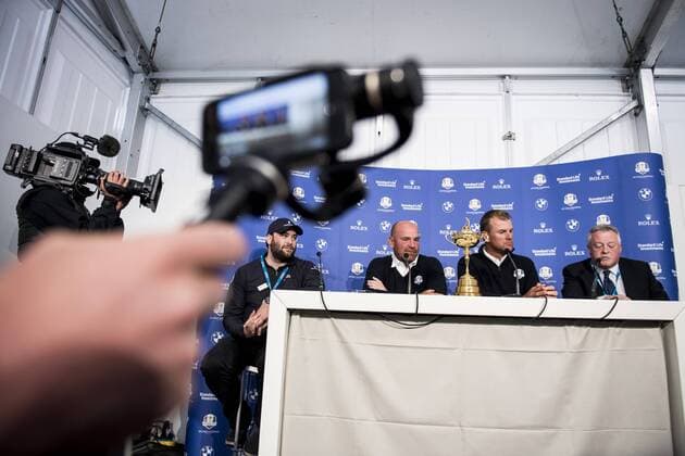 170531 Ryder Cup av kaptenen Thomas Björn utser Robert Karlsson till vicekapten för det europeiska laget i Ryder Cup inför Nordea Masters den 31 maj 2017 i Barsebäck.  Copyright: PETTERxARVIDSON BB170531PA070