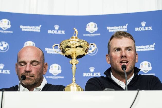 170531 Robert Karlsson utses till vicekapten för det europeiska laget i Ryder Cup av kaptenen Thomas Björn inför Nordea Masters den 31 maj 2017 i Barsebäck.  Copyright: PETTERxARVIDSON BB170531PA077