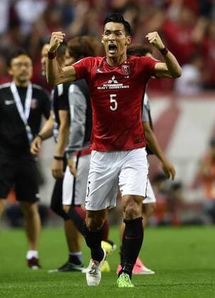 Tomoaki Makino of Japan s Urawa Red Diamonds celebrates after scoring a goal against South Korea s Jeju United in their second Round of 16 match during the AFC Champions League 2017 in Urawa, Saitama, Japan, 31 May 2017. Urawa Red Diamonds defeated Jeju United 3-0 in their second Round of 16 match during the 2017 AFC Champions League in Saitama, Japan, 31 May 2017. Urawa Red Diamonds beats Jeju United in second Round of 16 match at AFC Champions League  20170531_62303