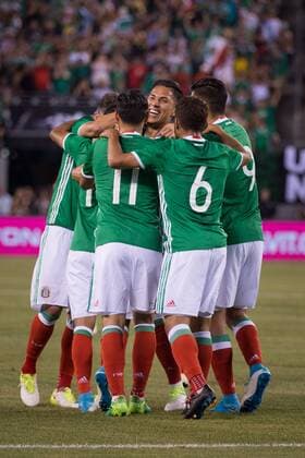 June 1, 2017 - East Rutherford, New Jersey, U.S - Mexico celebrates the first goal of the game by Mexico forward JESÃ²S MANUEL CORONA (17) during an International Friendly Länderspiel match at Met Life Stadium in East Rutherford, NJ Mexico defeats Republic of Ireland 3 to 1. Soccer 2017 - Mexico defeats Republic of Ireland 3 to 1 - ZUMAs192 20170601_zap_s192_019 Copyright: xMarkxSmithx