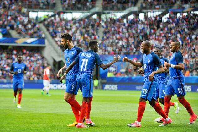 09 OLIVIER GIROUD (fra) - 19 DJIBRIL SIDIBE (fra) - 11 OUSMANE DEMBELE (fra) - 10 DIMITRI PAYET (fra) - JOIE FOOTBALL : France vs Paraguay - Match amical - 02 06 2017 FEP Panoramic 
