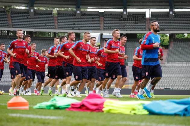 Czech players pictured during a training of the Czech national soccer team, Sunday 04 June 2017, in Brussels. Czech Republic plays a friendly game against Belgium on 05 June. BRUNOxFAHY  x05108593x