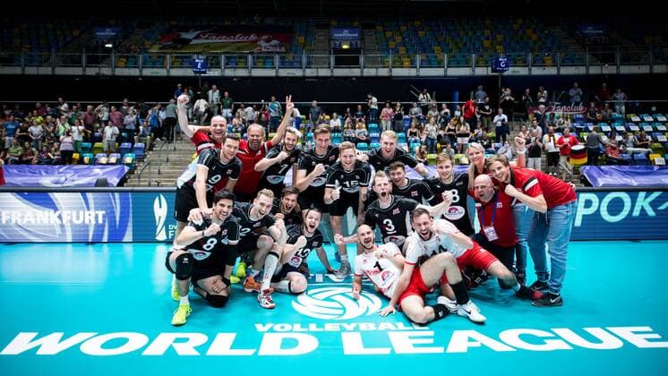 the austrian team around Peter Wohlfahrtstaetter (3 AUT) cheers after their first historical win Frankfurt Main Copyright: xWuechner Eibner-Pressefotox EP_NWR