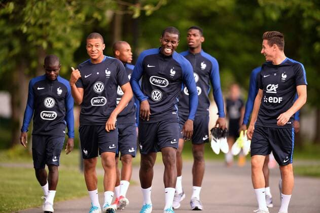 Kylian Mbappe - Kurt Zouma - Florent Thauvin FOOTBALL : Entrainement Equipe de France - Clairefontaine - 05 06 2017 AnthonyBIBARD FEP Panoramic 