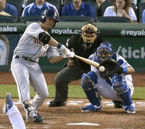 Baseball: Aoki singles in Astros-Royals game Houston Astros outfielder Norichika Aoki singles during the fifth inning of a game against the Kansas City Royals at Kauffman Stadium in Kansas City, Missouri, on June 6, 2017. 