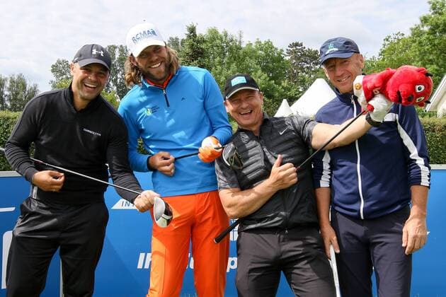 GOLF - PGA Golf Herren Lyoness Open 2017 ATZENBRUGG,AUSTRIA,07.JUN.17 - GOLF - PGA European Tour, Lyoness Open, Diamond Country Club, ProAm. Image shows David Fallmann, Johan Carlsson (SWE), Swen Armin May and Erich Klambauer. GEPAxpictures xMaticxKlansek