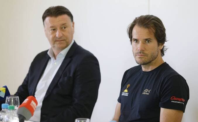 Stuttgart , Tennis PK zum MercedesCup in der Wilhelma , von links: Edwin Weindorfer Thomas Haas