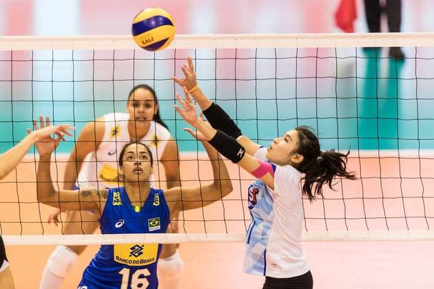 Volleyball: Montreux Volley Masters 2017, 09.06.2017 ; Brasil versus Thailand at the Volleyball: Montreux Volley Masters 2017 on June, 09, 2017 in Montreux, Schweiz xUSx