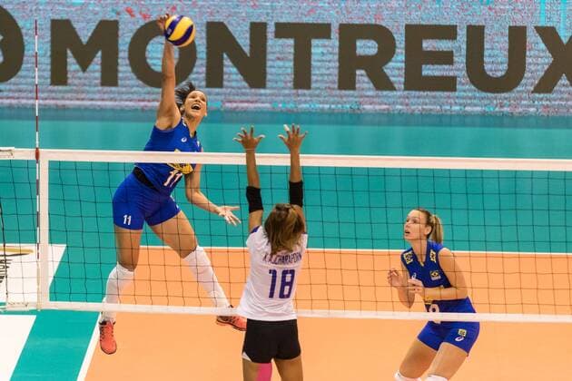 Volleyball: Montreux Volley Masters 2017, 09.06.2017 Tandara Caixeta ( 11, Brasil); Brasil versus Thailand at the Volleyball: Montreux Volley Masters 2017 on June, 09, 2017 in Montreux, Schweiz xUSx