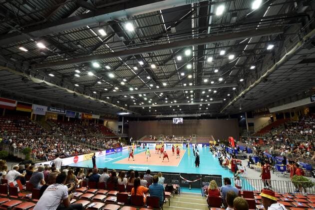 VOLLEYBALL - FIVB, AUT vs GER LINZ,AUSTRIA,09.JUN.17 - VOLLEYBALL - FIVB World League Tournament, Austria vs Germany. Image shows an overview of the Tips Arena. GEPAxpictures xFlorianxErtl