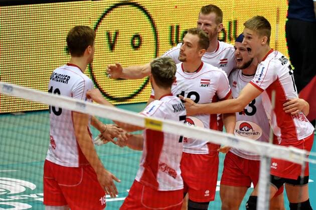 VOLLEYBALL - FIVB, AUT vs GER LINZ,AUSTRIA,09.JUN.17 - VOLLEYBALL - FIVB World League Tournament, Austria vs Germany. Image shows the rejoicing of AUT. GEPAxpictures xFlorianxErtl