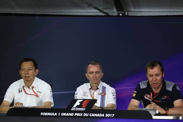 June 9th 2017, Montreal, Canada; Formula 1 Grand prix of Canada, Free practise day during the team management press conference PK Pressekonferenz Yusuke Hasegawa - Honda, Paddy Lowe - Williams, Jody Egginton - Toro Rosso xLeannexBoonx  ActionPlus11888828