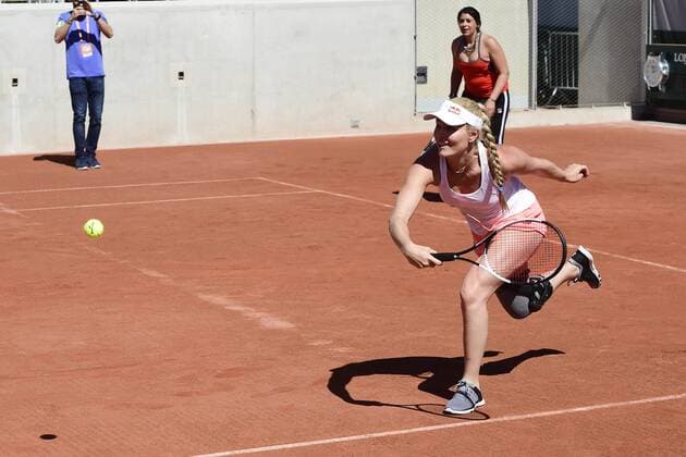 Lindsey Vonn jouant au tennis avec Marion Bartoli TENNIS : Roland Garros 2017 - Internationaux de France - 10 06 2017 JBAutissier Panoramic 
