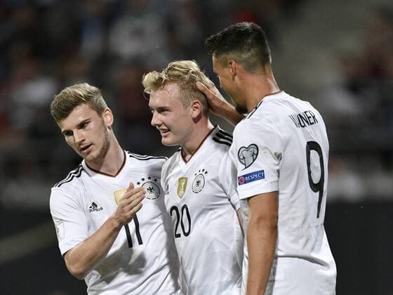 Bilder des Tages - SPORT TOR zum 6:0 durch Julian Brandt (GER) per Flugkopfball DFB Länderspiel Deutschland GER vs San Marino SMR WMQ WM-Qualifikation zur FIFA Weltmeisterschaft 2018 Max-Morlock-Stadion Nürnberg, Franken, Deutschland 10.06.2017 DFB Länderspiel Deutschland GER vs San Marino SMR WMQ WM-Qualifikation zur FIFA Weltmeisterschaft 2018