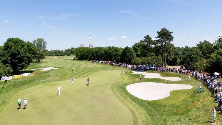 GOLF - PGA Golf Herren Lyoness Open 2017 ATZENBRUGG,AUSTRIA,11.JUN.17 - GOLF - PGA European Tour, Lyoness Open, Diamond Country Club. Image shows a general view of golf course and Dylan Frittelli (RSA). GEPAxpictures xMaticxKlansek
