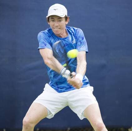 June 11th 2017, Nottingham, England; ATP Tennis Herren Aegon Nottingham Open Tennis Tournament day 2; Backhand from John-Patrick Smith of Australia in a three set thriller against Ryan James Storrie of Great Britain xDavidxKissmanx  ActionPlus11889361