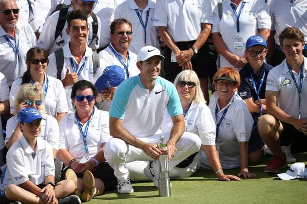 GOLF - PGA Golf Herren Lyoness Open 2017 ATZENBRUGG,AUSTRIA,11.JUN.17 - GOLF - PGA European Tour, Lyoness Open, Diamond Country Club. Image shows Dylan Frittelli (RSA). Keywords: trophy. GEPAxpictures xMathiasxMandl