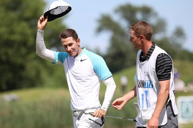 GOLF - PGA Golf Herren Lyoness Open 2017 ATZENBRUGG,AUSTRIA,11.JUN.17 - GOLF - PGA European Tour, Lyoness Open, Diamond Country Club. Image shows the rejoicing of Dylan Frittelli (RSA) and his caddy. GEPAxpictures xChristianxWalgram