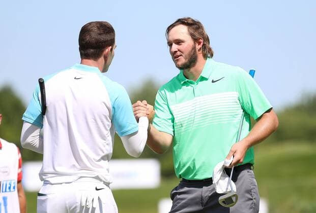 GOLF - PGA Golf Herren Lyoness Open 2017 ATZENBRUGG,AUSTRIA,11.JUN.17 - GOLF - PGA European Tour, Lyoness Open, Diamond Country Club. Image shows Dylan Frittelli (RSA) and Sepp Straka (AUT). GEPAxpictures xChristianxWalgram