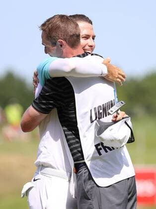 GOLF - PGA Golf Herren Lyoness Open 2017 ATZENBRUGG,AUSTRIA,11.JUN.17 - GOLF - PGA European Tour, Lyoness Open, Diamond Country Club. Image shows Dylan Frittelli (RSA) with his caddy. GEPAxpictures xChristianxWalgram