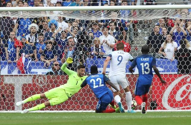 England s Harry Kane scoring his sides opening goal during the Friendly match at Stade De France Stadium, Paris Picture date 13th June 2017. Picture credit should read: David Klein Sportimage EDITORIAL USE ONLY. No use with unauthorised audio, video, data, fixture lists, club league logos or live services. Online in-match use limited to 120 images, no video emulation. No use in betting, games or single club league player publications.