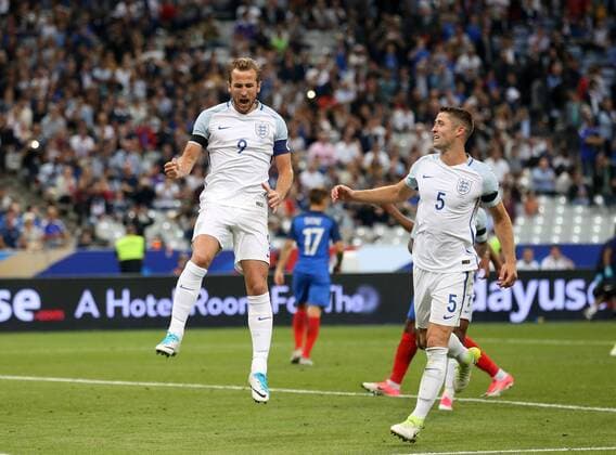 England s Harry Kane celebrates scoring his sides second goal during the Friendly match at Stade De France Stadium, Paris Picture date 13th June 2017. Picture credit should read: David Klein Sportimage EDITORIAL USE ONLY. No use with unauthorised audio, video, data, fixture lists, club league logos or live services. Online in-match use limited to 120 images, no video emulation. No use in betting, games or single club league player publications.