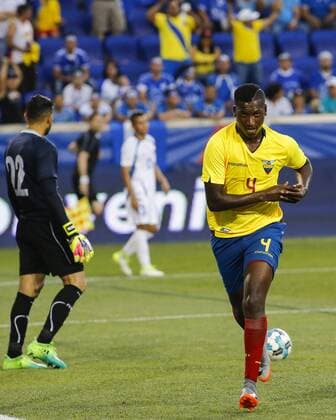 Ecuador s John Cifuentes celebrates after scoring against El Salvador, during their friendly match at the Harrison Red Bull Arena, New Jersey, USA, 13 June 2017. ECUADOR VS. EL SALVADOR !ACHTUNG: NUR REDAKTIONELLE NUTZUNG!  Copyright: xEduardoxMunozxAlvarezx EMZ03 20170614-636330078397542279