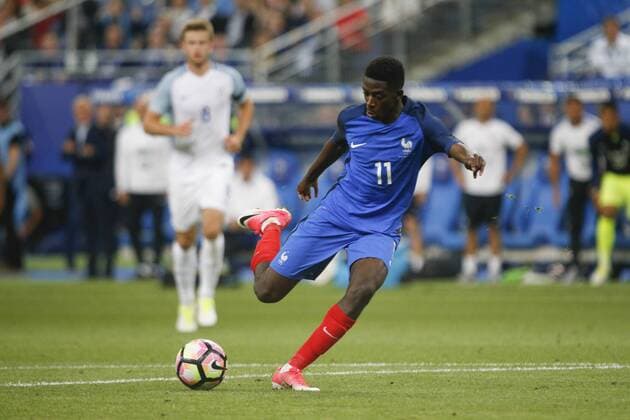June 13, 2017 - Paris, France - France s forward Ousmane Dembele shoots the ball during the International Friendly Länderspiel football match between France and England, on June 13, 2017 at the Stade de France, in Saint-Denis, north of Paris, France. France v England - International Friendly  - ZUMAn230 20170613_zaa_n230_212 Copyright: xGeoffroyxVanxDerxHasseltx