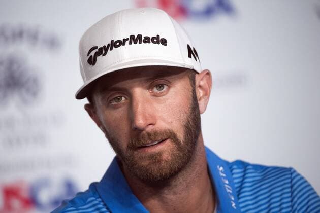 Dustin Johnson speaks to the media during a press conference PK Pressekonferenz prior to the start of the U.S. Open golf championship at Erin Hill golf course in Erin, Wisconsin on June 14, 2017. The 117th U.S. Open will start tomorrow.  WIS20170614329 KEVINxDIETSCH