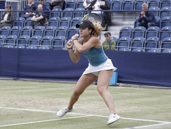 June 16th 2017, The Northern Lawn tennis Club, Manchester, England; ITF Womens tennis tournament; Gabriella Taylor (GBR) in action during her quarter final singles match against number seven seed Aleksandra Krunic (SRB); Krunic won in straight sets xAlanxMartinx  ActionPlus11890796