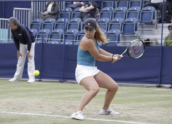June 16th 2017, The Northern Lawn tennis Club, Manchester, England; ITF Womens tennis tournament; Gabriella Taylor (GBR) in action during her quarter final singles match against number seven seed Aleksandra Krunic (SRB); Krunic won in straight sets xAlanxMartinx  ActionPlus11890797