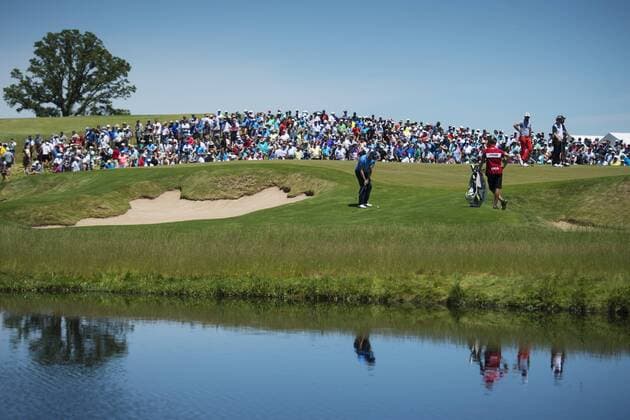 170616 Sveriges Henrik Stenson vid det sista halet för dagen, bana 9, under andra omgangen i golfturneringen US Open den 16 juni 2017 i Hartford.  Copyright: JOELxMARKLUND BB170616JM031