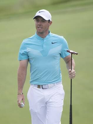Rory McIlroy walks off the 12th green during round 2 of the 117th U.S. Open golf tournament at Erin Hill golf course in Erin, Wisconsin on June 16, 2017.  WIS20170616306 KEVINxDIETSCH