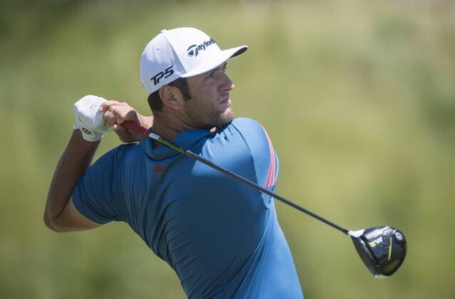 Jon Rahm hits off the 1st tee during round 2 of the 117th U.S. Open golf tournament at Erin Hill golf course in Erin, Wisconsin on June 16, 2017.  WIS20170616339 KEVINxDIETSCH