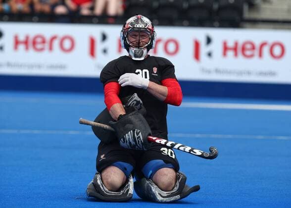 June 17, 2017 - London, England, United Kingdom - David Carter of Canada. during The Men s Hockey World League Semi-Final 2017 Group B match between Canada and India The Lee Valley Hockey and Tennis Centre in London on June 17, 2017 Hockey - Canada and India  - ZUMAn230 20170617_zaa_n230_092 Copyright: xKieranxGalvinx