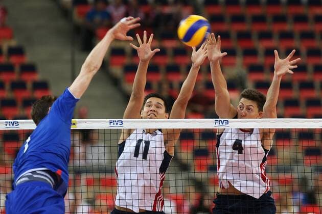 17.06.2017 LODZ , ATLAS ARENA SIATKOWKA MEZCZYZN, (VOLLEYBALL MEN) FIVB LIGA SWIATOWA GRUPA H1 (FIVB WORLD LEAGUE GROUP H1 GAME RUSSIA - USA ) MECZ ROSJA - USA NZ W BLOKU (L) MICAH CHRISTENSON ,(P) JEFFRREY JENDRYK FOTO JAKUB PIASECKI CYFRASPORT NEWSPIX.PL --- Newspix.pl FRANCE OUT!  20170617CSJP3001