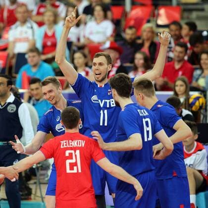 17.06.2017 LODZ , ATLAS ARENA SIATKOWKA MEZCZYZN, (VOLLEYBALL MEN) FIVB LIGA SWIATOWA GRUPA H1 (FIVB WORLD LEAGUE GROUP H1 GAME RUSSIA - USA ) MECZ ROSJA - USA NZ (C) MAXIM ZHIGALOV , (P) VADYM LIKHOSHERSTOV RADOSC FOTO JAKUB PIASECKI CYFRASPORT NEWSPIX.PL --- Newspix.pl FRANCE OUT!  20170617CSJP3015