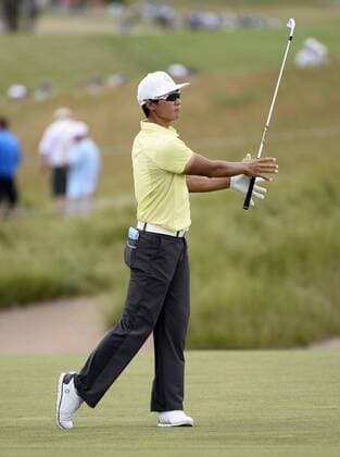 Whee Kim makes his approach shot on the 10th hole during round 3 of the 117th U.S. Open golf tournament at Erin Hill golf course on June 17, 2017 in Erin, Wisconsin.  BK18108 BRIANxKERSEY