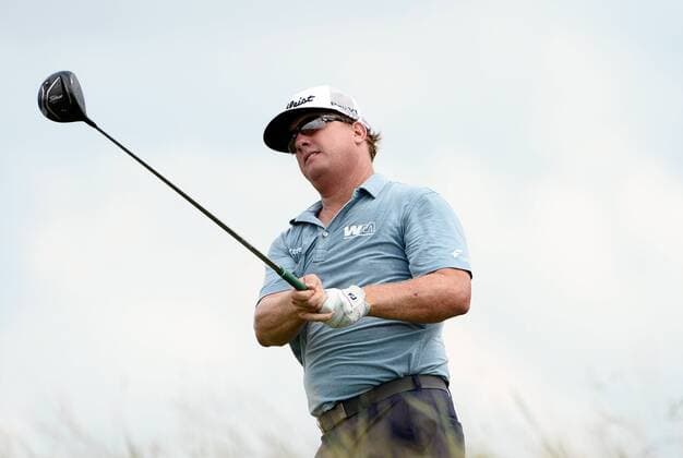 Charlie Hoffman tees off on the 10th hole during round 3 of the 117th U.S. Open golf tournament at Erin Hill golf course on June 17, 2017 in Erin, Wisconsin.  BK18325 BRIANxKERSEY