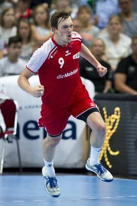 Marvin Lier (Nr. 9, Schweiz) freut sich ueber ein Tor. Deutschland vs Schweiz, Handball, EM-Qualifikation, 18.06.17 Bremen Bremen Germany OeVB-Arena Copyright: xAgentur54Gradx xFelixxKoenigx