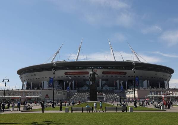 AINT PETERSBURG, RUSSIA - JUNE 17: The Zenit Arena The Krestovsky Stadium, home of FC Zenit Saint Petersburg on the western portion of Krestovsky Island in Saint Petersburg, Russia. Host venue for the FIFA Confederations Cup Russia 2017 and FIFA World Cup WM Weltmeisterschaft Fussball Final Russia 2018 prior to the Group A.