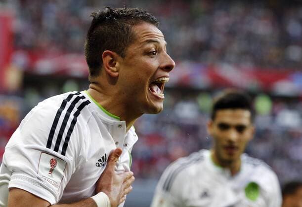 Portugal vs. Mexico KAZAN, RT - 18.06.2017: PORTUGAL VS. MEXICO - HERNANDEZ Javier of Mexico celebrates his goal during Portugal-Mexico match valid for the first round of the Confederations Cup 2017, this Sunday (18), held at the Kazan Arena in Kazan, Russia. (Photo: Rodolfo Buhrer La Imagem Fotoarena) x1339263x  RodolfoxBuhrer