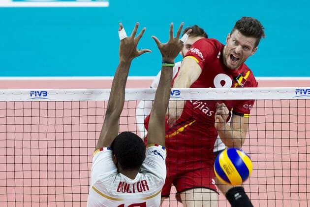 Red Dragons Pieter Verhees pictured in action during a World League game between the Red Dragons, Belgian national volleyball team and France, Sunday 18 June 2017, at the Lotto Arena in Antwerp. KRISTOFxVANxACCOM  x05114771x