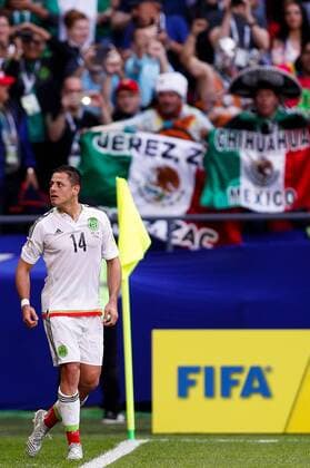 Bilder des Tages - SPORT Portugal vs. Mexico KAZAN, RT - 18.06.2017: PORTUGAL VS. MEXICO - HERNANDEZ Javier of Mexico celebrates after scoring a goal during Portugal-Mexico match valid for the first round of the Confederations Cup 2017 on Sunday (18), held at the Kazan Arena in Kazan, Russia. (Photo: Marcelo Machado de Melo Fotoarena) x1339318x  MarceloxMachadoxdexMelo